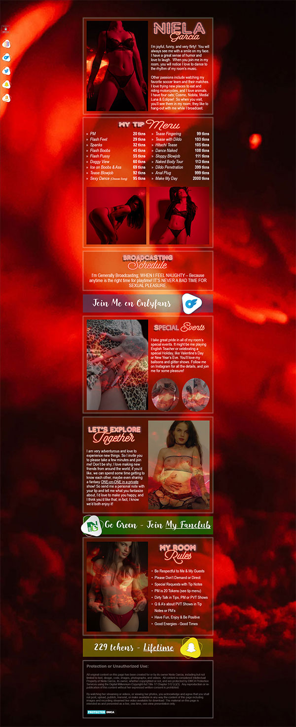 Niela Garcia Chaturbate Profile Page - by NielaGarciaMedia.com